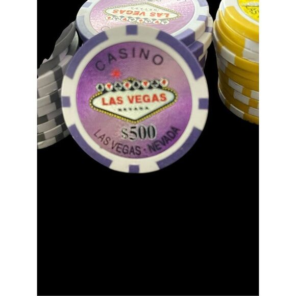 Las Vegas Casino Chips - Green 30, Purple 10, Red 10, Yellow 10 - Picture 2 of 13